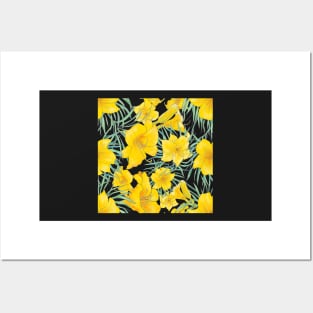 Stella D'Oro Daylily floral pattern Posters and Art